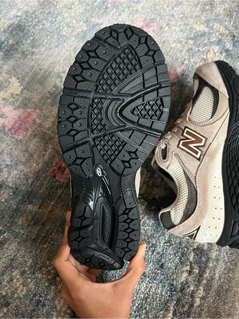 New Balance Beige and Black 2002R Running Shoe- Driftwood - Picture 6 of 6